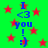 Green background with red stars and blue text reading "I <3 you! :)" in a repeating pattern.