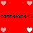 Red background with pixelated hearts and repeated text 'catherine<3catherine<3' in black.