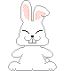 A 4x3 contact sheet of pixel art rabbit animation frames showing eating and carrot interactions on a gray background.