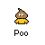 A pixelated icon shows a brown poop emoji with a yellow body, plus a yellow-shirted figure with a smoking skull, followed by a green swirling smoke animation with a yellow center.