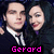 Two people in formal attire pose together with one arm around the other, text overlays display names and date.