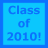 Blue square icon with 'Class of 2010!' text in dark blue, showing pixelated variations
