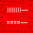 Red background with black speckles; white vertical bars and horizontal rectangles paired with pixelated text on both sides.