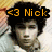 <3 Nick text appears above a person's head in the top-left frame, then disappears while the background remains consistent.