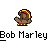 Animated contact sheet of Bob Marley pixel art icons showing sequential motion frames with consistent color scheme and repeated text labels.
