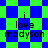 A pixelated image with green and blue checkered backgrounds displaying the text "i love madyson" in black lowercase letters.