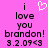 Pixelated text on pink background with heart symbol above 'i love you brandon!' and date stamp, two identical frames side-by-side.