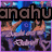 Animated icon with shifting text overlays over anime-style and celebrity images, featuring purple, blue, white, and red color schemes.