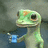 Green lizard-like creature holding a blue object against gray background with green text overlays reading 'Pinkies UP!', 'It Leans like a side 2 side CHLO!'