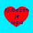 Four red heart shapes on a bright blue background, each containing blue text reading 'ljubezen je lepa' in a pixelated font.