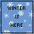 Blue background with white snowflakes and text 'WINTER IS HERE' in black, showing variations in letter clarity across frames.
