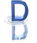 Blue 3D letter D with white spiral effect on gray background, animated rotation of the spiral effect.