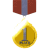 Animated contact sheet of a gold medal icon with red and blue ribbon, showing sequential frame changes in the medal's rotation and light reflection.