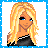 Pixelated cartoon-style icon of a blonde woman with blue eyes and black clothing, accompanied by yellow text reading "I may be blonde but im not stupid" on a white background