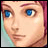A pixelated character face with blue eyes and magenta hair appears in a of six , each showing slight variations in text overlay and facial expression