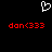 A black background displays a white pixelated heart symbol above two identical red text strings reading 'don<333' in a digital font.