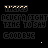 Animated sequence of pixelated text and symbols on black background, with 'THERES' repeated above each frame and 'GOOBYE' at bottom in some frames.