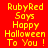 Four display yellow pixelated text 'RubyRed Says Happy Halloween To You!' on red, dark red, black, and maroon backgrounds