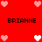 Red background with pixelated hearts and repeated text 'BRIANNE' in black block letters.