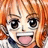 Pixelated anime-style character with orange hair and wide eyes, mouth open in a smile, next to black background with white text.