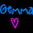 Animated contact sheet of six frames showing blue handwritten text variations above pink heart symbols on a black background.