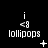 Pixelated white text and symbols on black background with animated sparkles, plus signs, dots, and X marks appearing below "lollipops" labels.