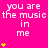 A bright pink background displays repeated text "you are the music in me" with yellow star icons that animate by increasing from one to four stars vertically.