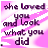 identical pink and white striped images with dark purple text reading "she loved you and look what you did." The bottom-right image contains a small black heart symbol
