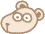 Two pixelated cartoon animal heads side-by-side with large white eyes, brown outlines, and one head showing a mouth.