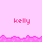 Pixelated pink background with repeated 'kelly' text and jagged pink borders, featuring a gray rectangular overlay on the right side.