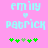 Pixelated text 'emily' and 'patrick' with a heart symbol on a pink background, accompanied by green and light green pixelated symbols below.