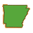Green pixelated shape with brown and orange borders on gray background, resembling a simplified map outline.