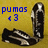 Blue pixelated text 'pumos' and '43' on a yellow background with a black-and-white striped object and a tall dark cylindrical object.