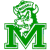 Green pixelated icon featuring a large stylized letter M with a shield-shaped crest above it, all on white background.