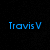 Pixelated text displays 'Travis V' in blue, 'Tech Team Member' in red, and 'Here to Help!' in green on a black background with a gray rectangle.