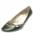 Pixelated image of a single high-heeled shoe with brown upper, white interior, and dark gray sole on plain background.