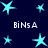 A static image of a dark blue background with multiple light blue star shapes and repeated text "BiNsA" in white pixelated font.