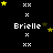 Pixel art icon with black background, white text 'Brielle', and yellow/gold stars scattered around in various positions
