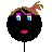 Pixel art stick figure with black head, brown hair, blue eyes, pink lips, and pink torso segments on white background; text "Hott" and "So" visible.
