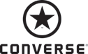 Black and white static icon featuring a five-pointed star inside a circle above the word "CONVERSE" in bold, blocky letters on a white background.