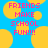 Blue background with yellow circular shapes and pink pixelated text reading FRIENDS MAKE SCHOOL FUN!!!