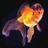Pixelated goldfish with orange and yellow body swims left against dark background, next to blue gradient with text 'Fish r friendz not food' in black block letters