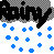 Pixelated black shape with gray outline above scattered blue cross-shaped pixels on white background.