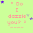 Light green background with pink text reading "Do I dazzle you?" and four of stars in purple, gray, and white