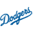 Blue cursive text spelling 'Dodgers' on a white background with pixelated rendering.