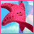 A pink starfish-like creature with a smiling face appears on the left side of a , next to four displaying text