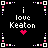 Pixel art icon with four identical quadrants displaying 'i love Keaton' text and heart symbols, bordered by decorative pixel patterns.
