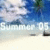 Pixelated beach scene with blue sky, white clouds, and light-colored sand; partial text 'Summer 05' visible in lower portion.