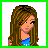 Pixel art contact sheet showing four frames of a religious-themed animated buddy icon featuring a female character in blue and green clothing with visible text "Jesus Walks With Me".