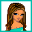 A 3x3 contact sheet of pixel art frames showing a cartoon character's face, torso, and dress with repeated "Sweetie" text on multiple backgrounds.